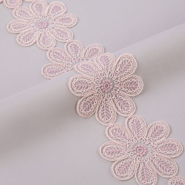 Кружево на сетке 80 мм / 11 м, св.розовый, Gamma GFLM-24161