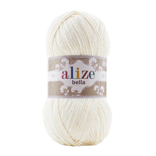 Пряжа Alize (Ализе) Bella 100 / уп.5 мот. по 100 г, 360м, 062 молочный A
