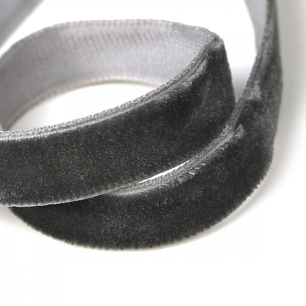 Лента бархатная (тесьма) 10.0 мм / 22.86±1 метров, арт.10VR64 нейлон цв.т.серый