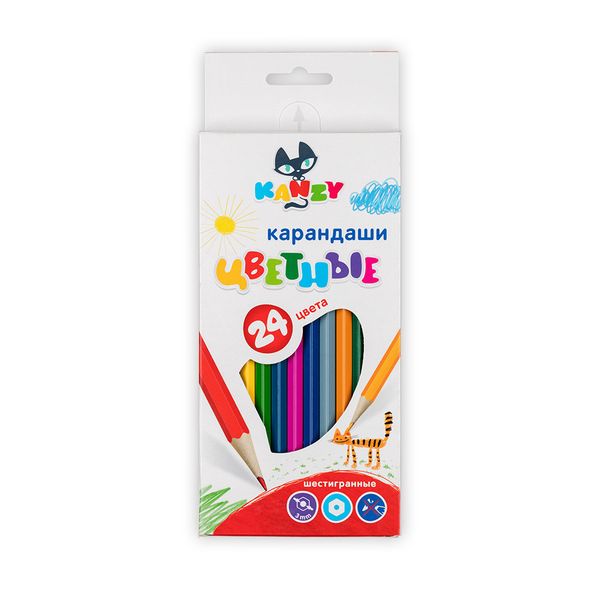 Набор цветных карандашей CP-3024 заточенный 4х24 цв, Набор цветных карандашей CP-3024 заточенный 4х24 цв, Kanzy CP-3024