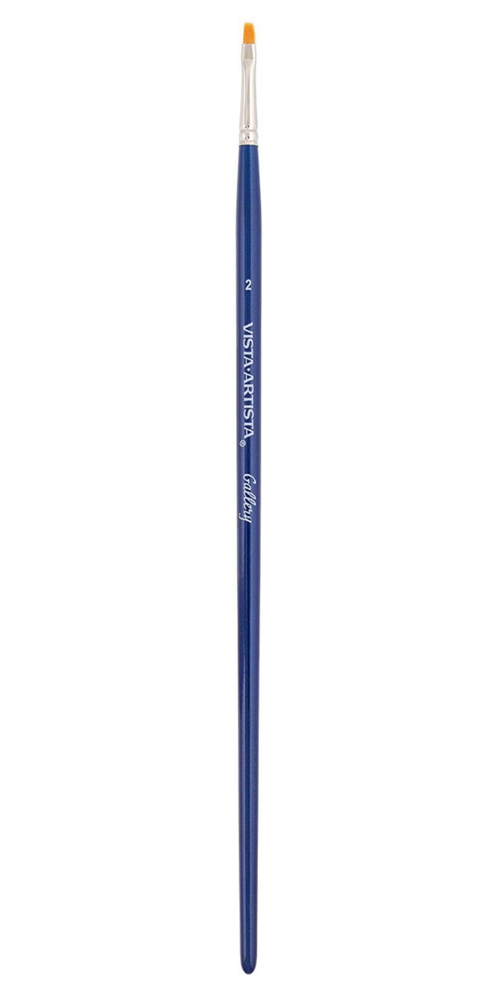 Кисть синтетика №02 плоская, 10 шт, длинная ручка, Vista-Artista 50112-02