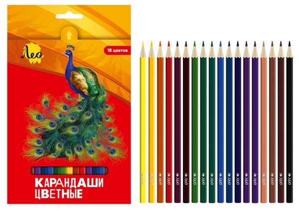 Набор цветных карандашей LBSCP-18 заточенный 8х18 цв, Лео LBSCP-18