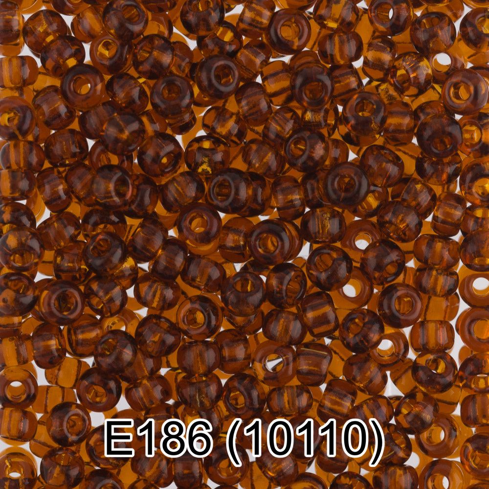Бисер Preciosa круглый 10/0, 2.3 мм, 10х5 г, 1-й сорт, E186 т.янтарный, 10110, круглый 5