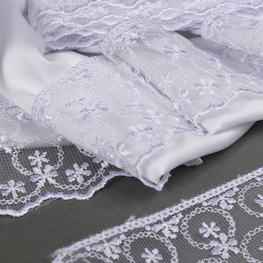 Кружево на сетке 60 мм, диз. 861, цв.01 белый, уп. 9 м, Kruzhevo