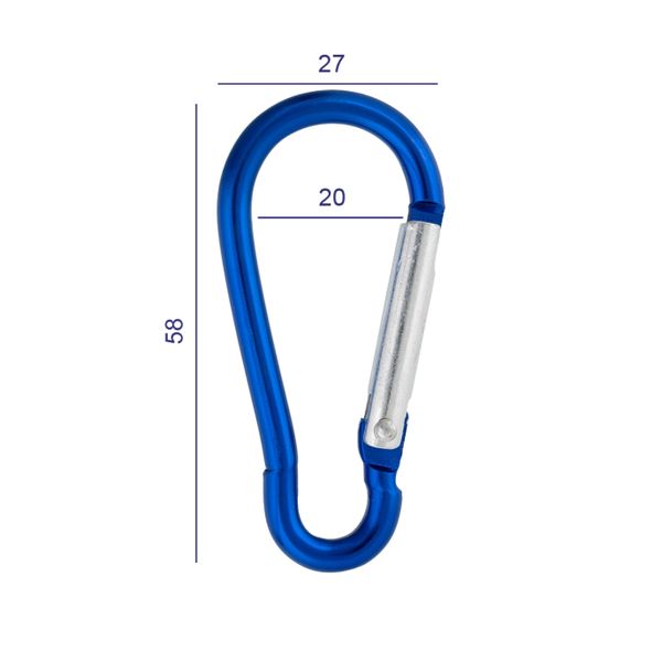Карабин металл 20.0 мм (58х27 мм), 10 шт, 13 синий, Gamma GH 120/25/10