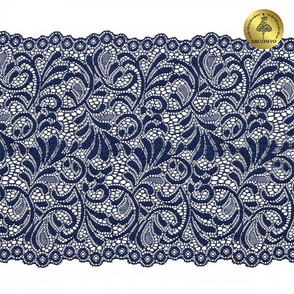 Кружево бельевое эластичное 180 мм / 20 м, 240, цв.S919 т.синий, Kruzhevo