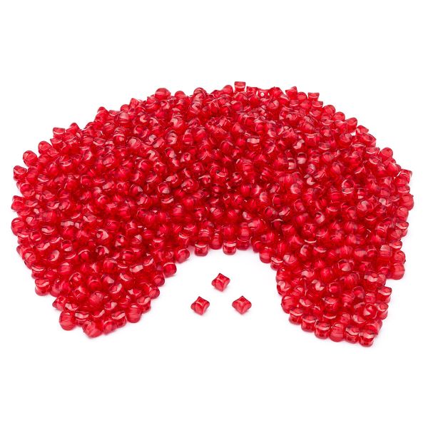 Бусины акрил ⌀10 мм, 500 г, в цвете с белой сердцевиной, мягкий куб, 22 красный, Astra&Craft LY-161