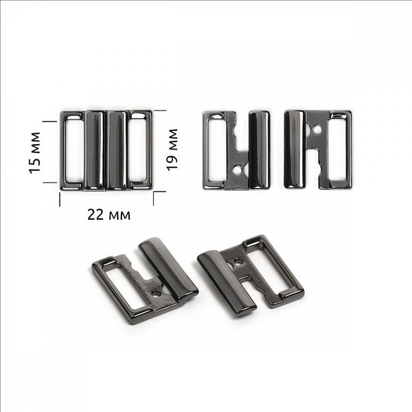 Пряжка-застежка для купальников металл 15.0 мм, 115SW цв.черный никель уп.10 шт