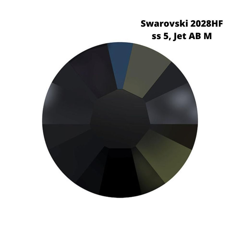Стразы Swarovski клеевые плоские 2028HF, ss 5 (1.8 мм), Jet AB M, 144 шт