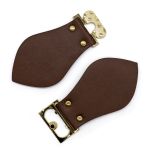 Фурнитура застежка для кардигана кожаная №2 коричневая 24см (золото), 2 шт