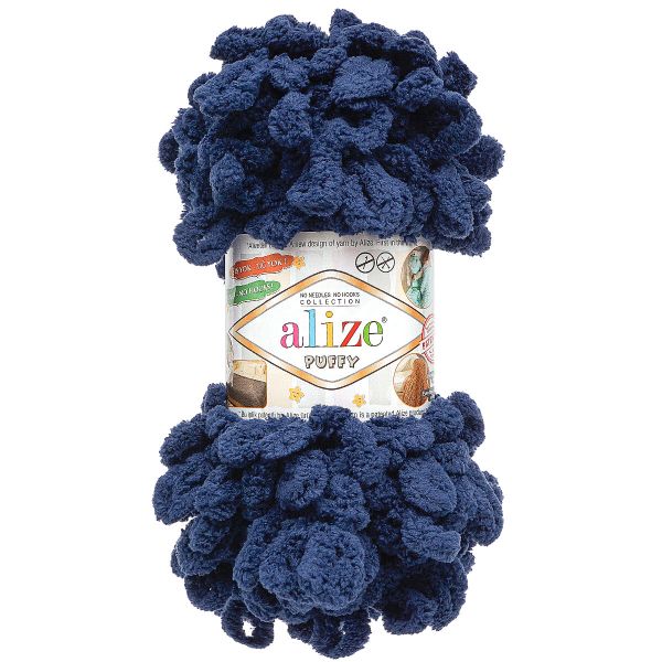 Пряжа Alize (Ализе) Puffy / уп.5 мот. по 100 г, 9м, 58 чернильно-синий