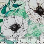 Ткань для пэчворка Peppy Цветущие анемоны 50х55 см, 140±5 г/м², ЦА-02 зеленый
