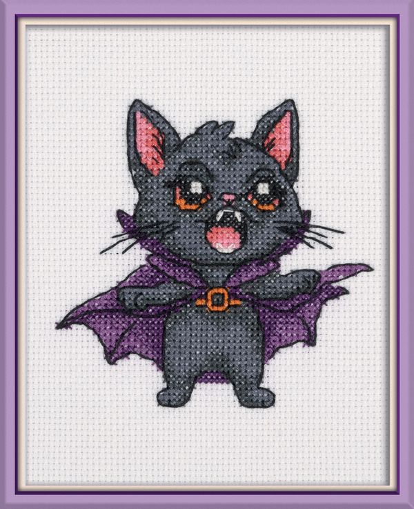 Набор для вышивания нитками Klart 12-071, КотоДракула, 13х13 см