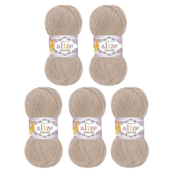 Пряжа Alize (Ализе) Cotton Gold / уп.5 мот. по 100 г, 330м, 963 натуральный джут