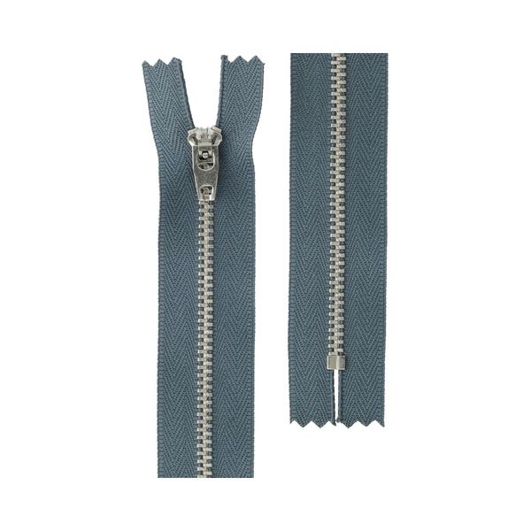 Молния металл джинсовая Т4 (4 мм) 1 зам., н/раз., 20 см, никель №3, 10 шт, №309 т.серый (графит), Gamma JIN 4N