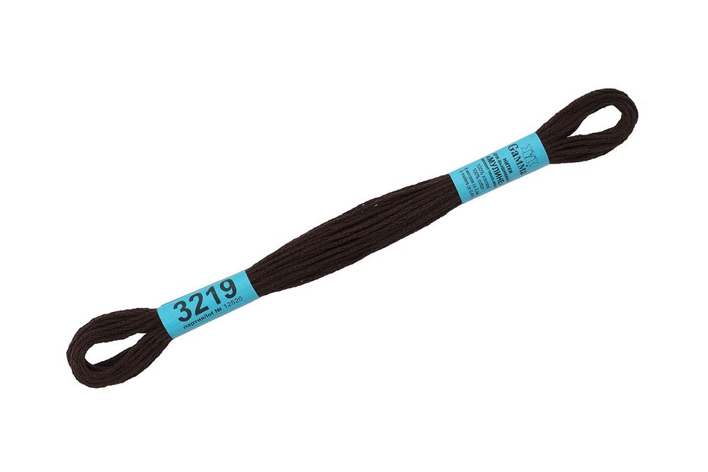 Мулине Gamma 100% хлопок, цв.3219 т.т.коричневый, 24 мотка по 8 метров