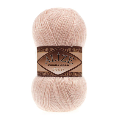 Пряжа Alize (Ализе) Angora Gold Simli / уп.5 мот. по 100 г, 500м, 404 шампань A