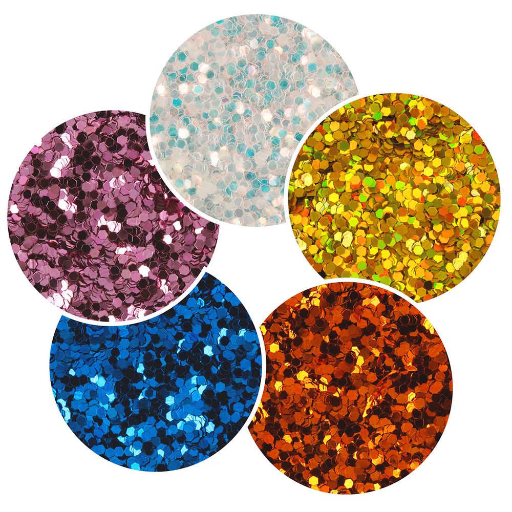 Блестки декоративные ассорти 1 мм, 5 уп. по 5 г, 4.5 мл, № 04, Love2art Набор ассорти GLIS-01