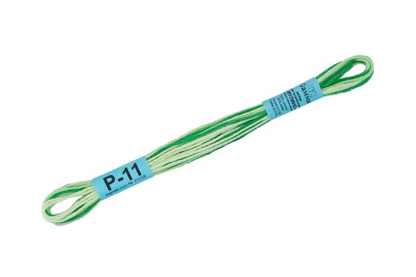 Мулине Gamma меланж, цв.Р-11 яр.зеленый-бл.зеленый, 12 мотков по 8 метров