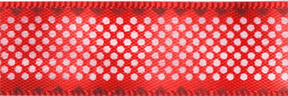 Лента атласная с рисунком 12 мм, 22.8 м, D2/065 круги/красный, Gamma ALP-122