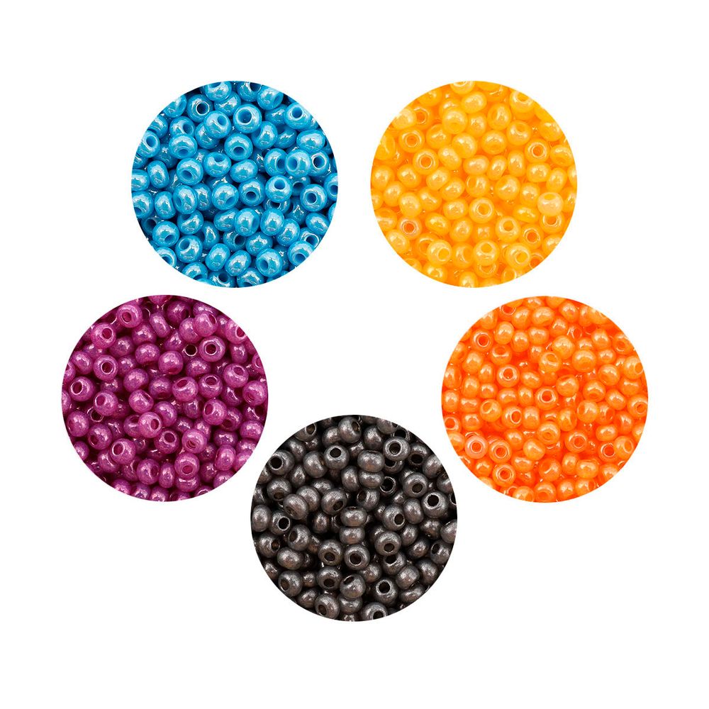 Набор бисера Preciosa 054, 5 цветов по 20 гр, № 10/0 (2.3 мм), диаметр 2,3 мм, 100 гр