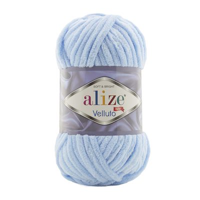 Пряжа Alize (Ализе) Velluto / уп.5 мот. по 100 г, 68м, 218 детский голубой A