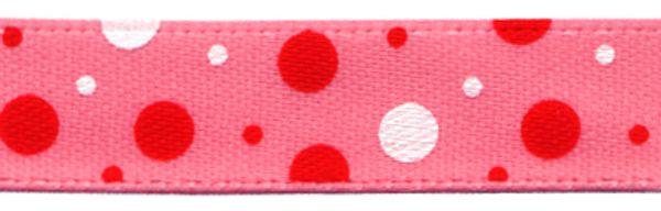 Лента атласная с рисунком 10.0 мм / 22.8±1 метра, R13/110 горох/розовый, Gamma ALP-102