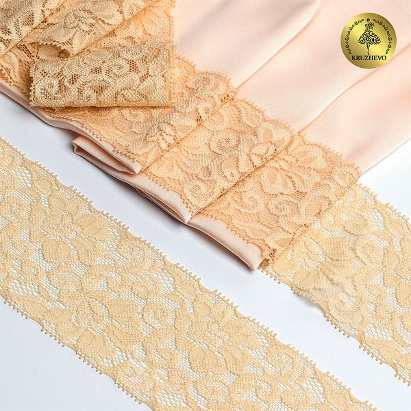 Кружево эластичное (стрейч) 65 мм, 266, цв.08 экрю уп. 25 м, Kruzhevo