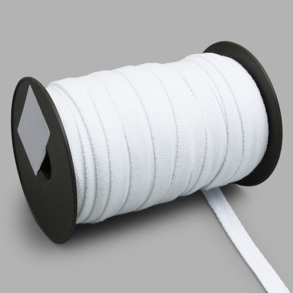 Шнур плоский плетеный х/б ⌀15.0 мм / 100 метров, цв.отбеленный