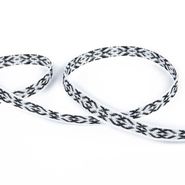 Лента (тесьма) жаккардовая 10.0 мм / 25±1 метров, Орнамент для северных народов, рис 9737 черный, Gamma C3853 (C3752)