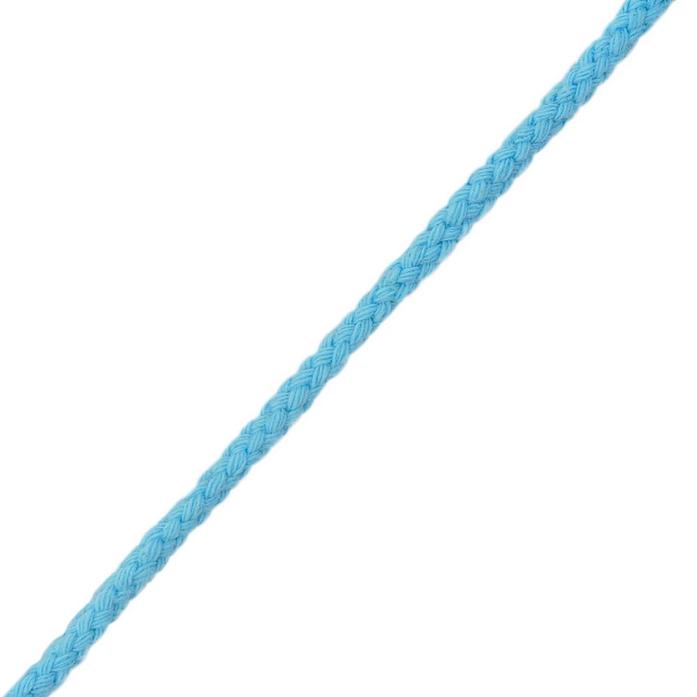 Шнур круглый х/б ⌀5.0 мм / 90 метров, плетеный, 1014 голубой, 3Al236