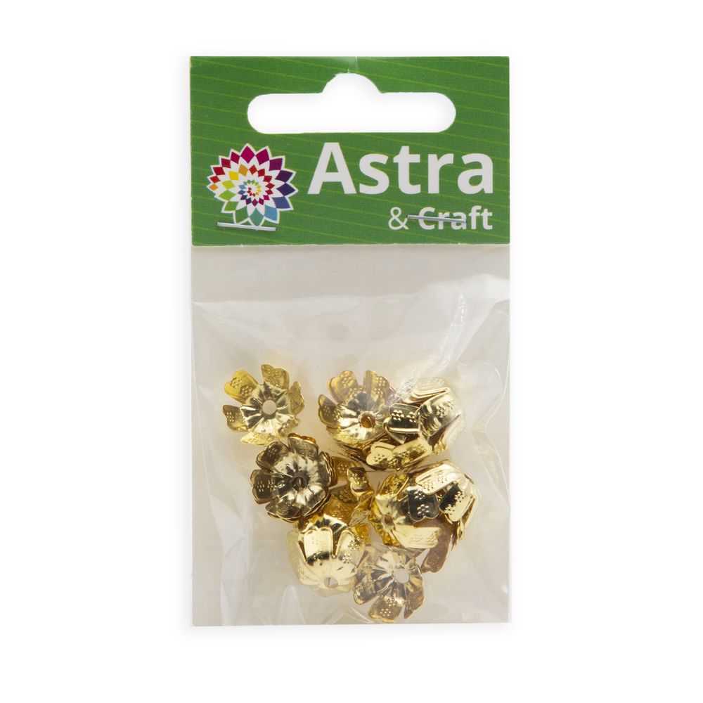 Шапочка для бусин 4AR209, 13мм 30шт/упак, Astra&amp;Craft (Светлое золото)