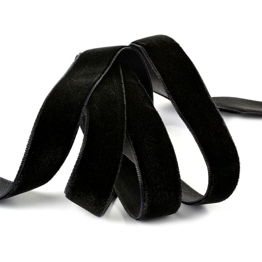 Лента бархатная (тесьма) 15.0 мм / 5 метров, LB1503 нейлон, цв.черный