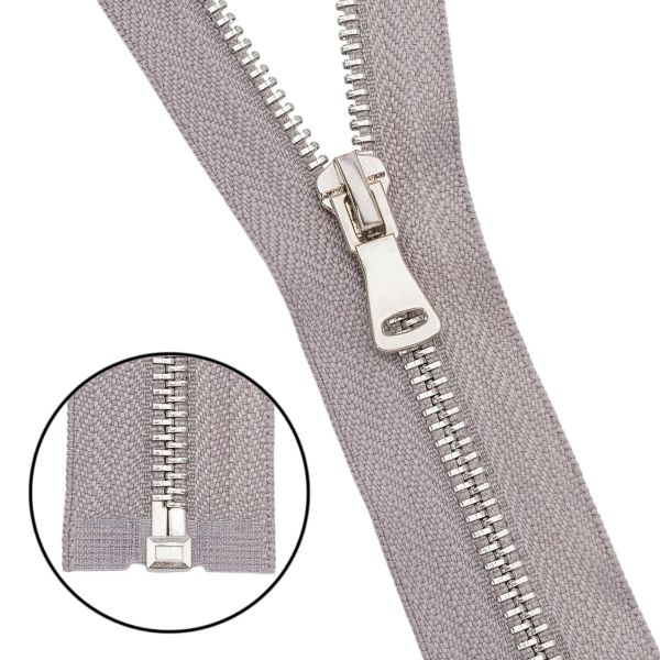 Молния металл Т5 (5 мм) 1 зам., разъем., 75 см, никель, 340 св.серый, 5 шт, 14875-7