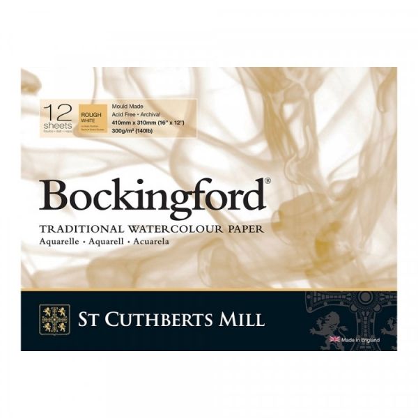 Альбом для акварели Bockingford Rough 300 г/м², 31х41 см, склейка с одной стороны 12 л, крупнозернистая, St. Cuthberts Mill T47430001011E