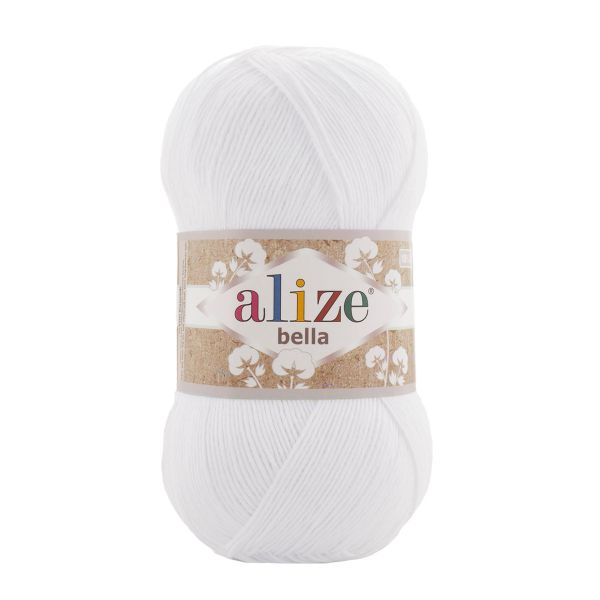 Пряжа Alize (Ализе) Bella 100 / уп.5 мот. по 100 г, 360м, 055 белый A