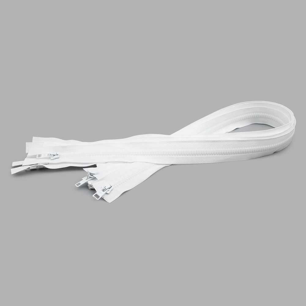 Молния трактор Arta Т6 (6 мм) 2 зам., разъем., 75 см, цв. 001 белый, уп.5 шт