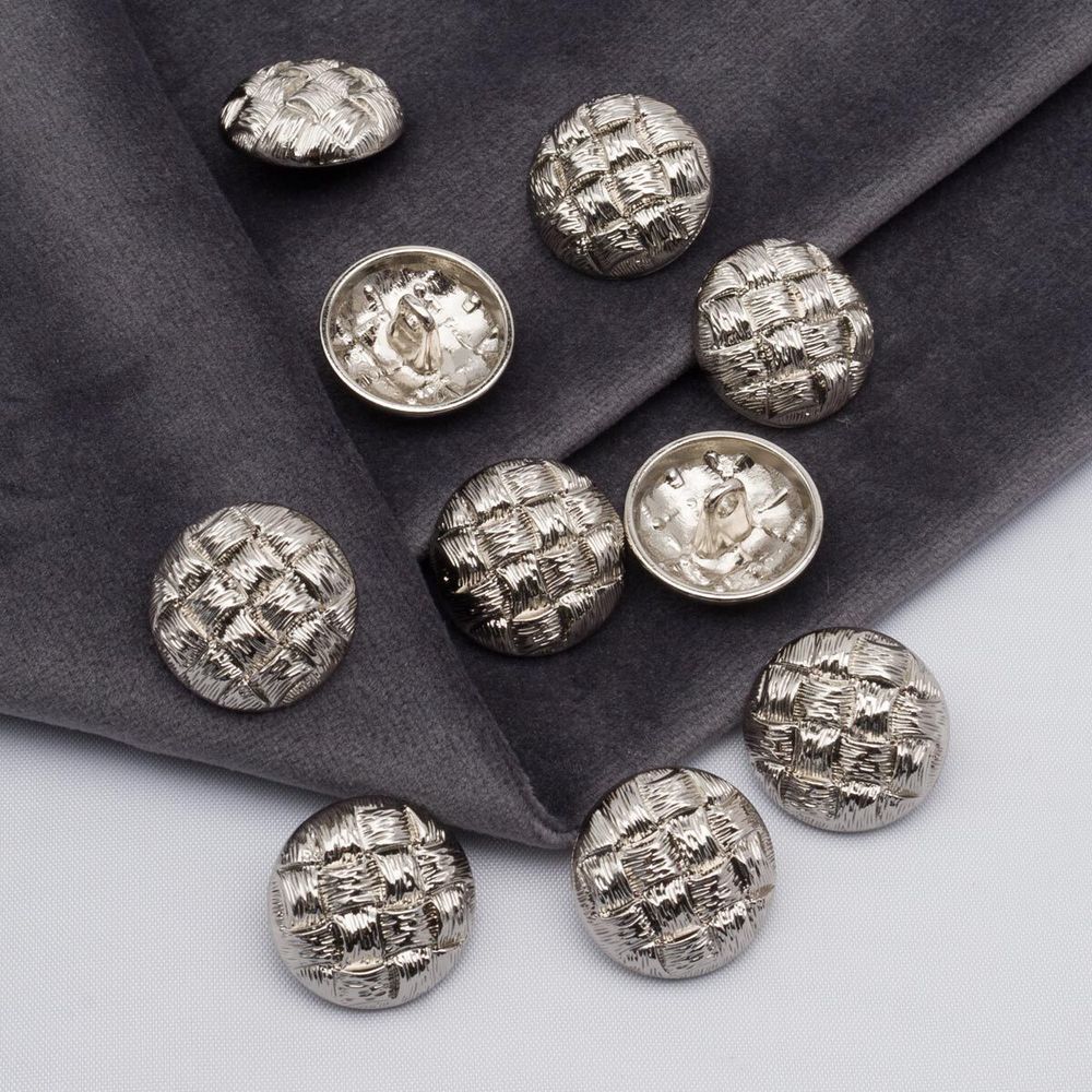 Пуговицы на ножке 28L=18 мм, металл, M.Silver (матовый серебристый), 10 шт, MP03