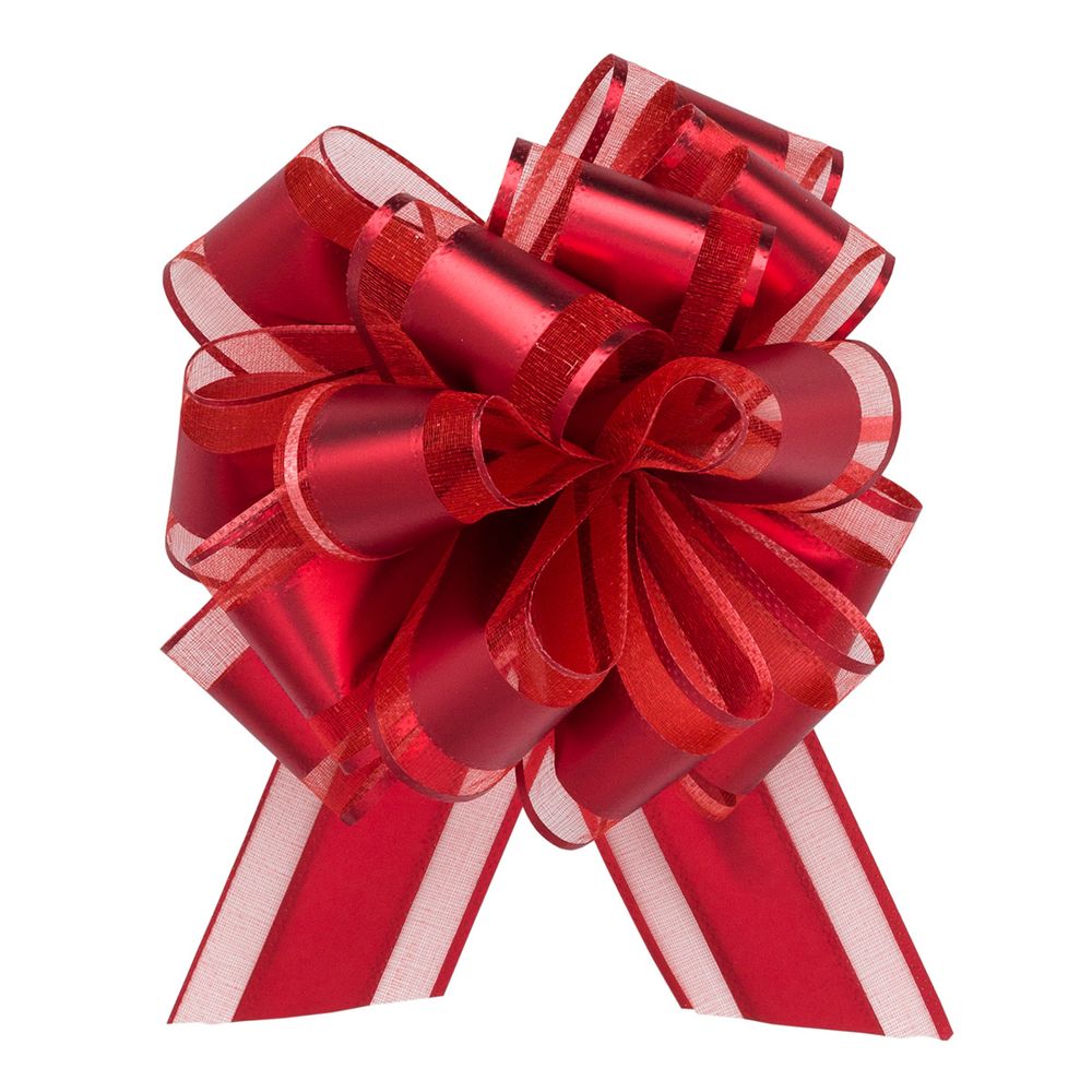 Бант-шар для упаковки подарка ⌀14 см, ширина ленты 5 см, 1 шт, 61 красный