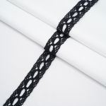 Кружево вязаное (тесьма) 20 мм, черный, 20 м