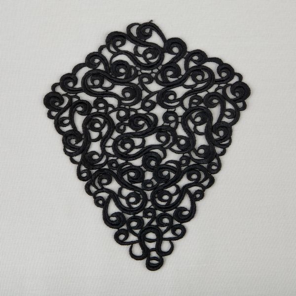 Пришивная кружевная вставка 160 мм, гипюр, 10 шт, Турция, черный, Gamma GIC-22-01