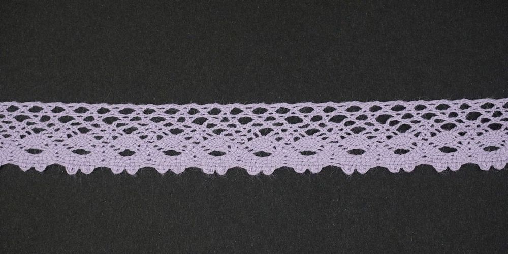 Кружево вязаное (тесьма) 18 мм цв.св.фиолетовый, Alfa, 25 метров, AF-373-027 Кружево вязаное (тесьма) 18 мм цв.св.фиолетовый, Alfa, 25 метров, AF-373-027