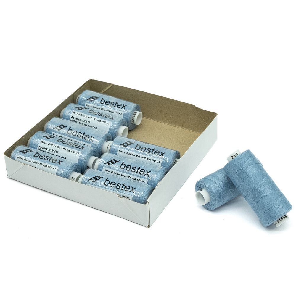 Нитки швейные бытовые Bestex 40/2, 365 м (400 ярд) / 10 кат., 310 сизый