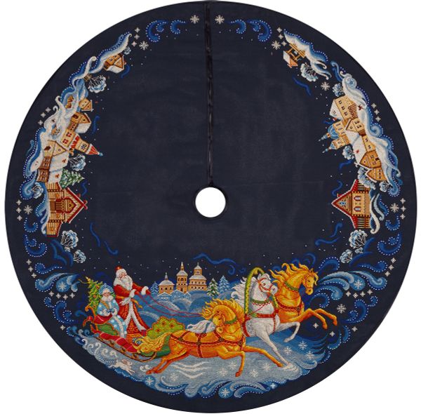 Набор для вышивания нитками Panna PR-7445, Юбка для новогодней ёлки. Тройка, 102х102 см