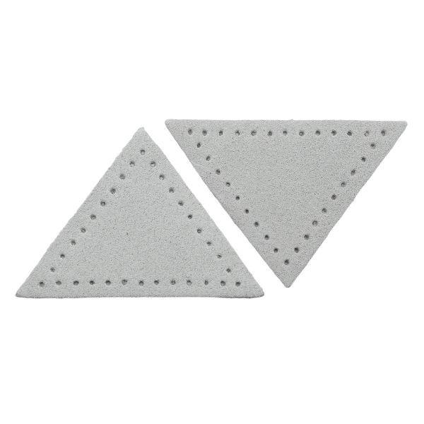 Заплатки пришивные из замши, треугольник равнобедр., стор.5см, с перфорацией, 2 шт, 100%кожа, 25 серо-белый, 59901
