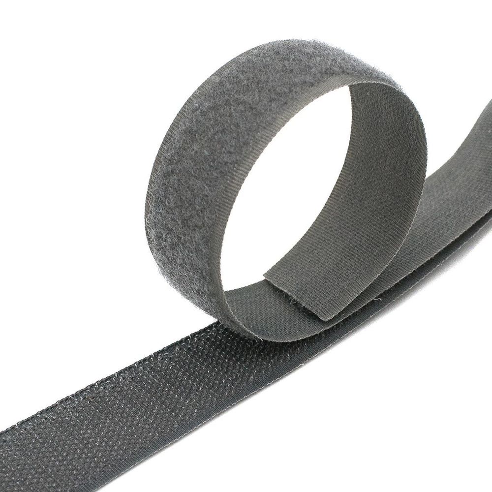 Лента контактная липучка (велкро) пришивная 25 мм / 25 метров, 5054 серый, ПАРА (крючок+петля), качество "C"