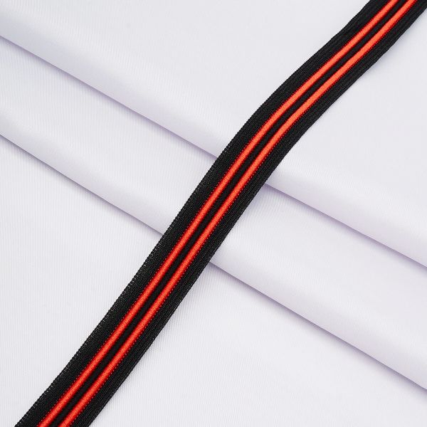 Тесьма лампасная 20.0 мм / 36.58 метра, черный/красный, 21821