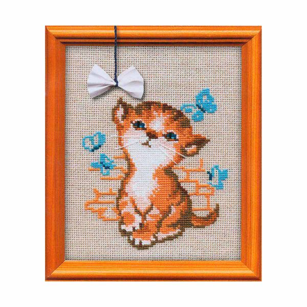 Набор для вышивания нитками Риолис, Котенок с бантиком, 15х18 см