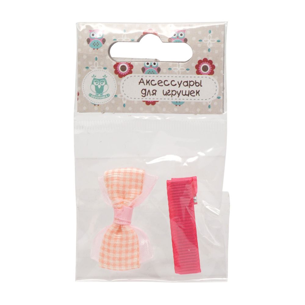 Набор бантик и заколка, мини 36мм/35мм, св.розовый/малиновый
