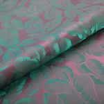 Ткань подкладочная (таффета) с рисунком 96 г/м², 100х145 см, 070 розово-зеленый (листья), Gamma JTR